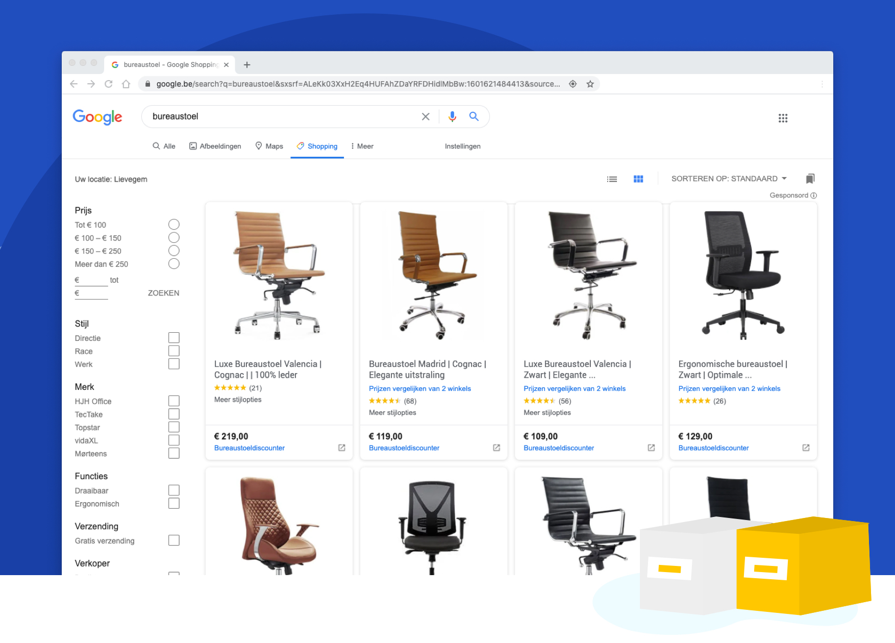 Bureaustoelen voorbeeld Google Shopping Duo