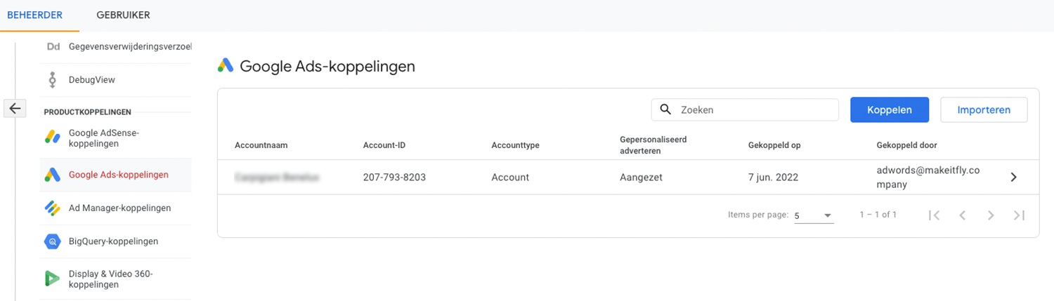 Google ads koppelingen GA4