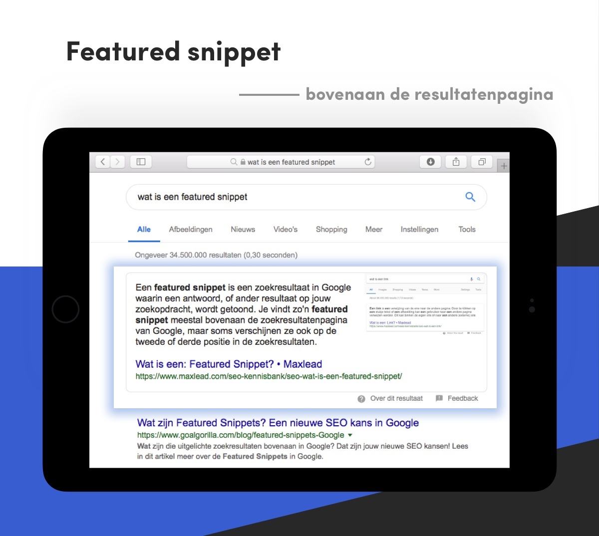 google zoekresultaat featured snippet