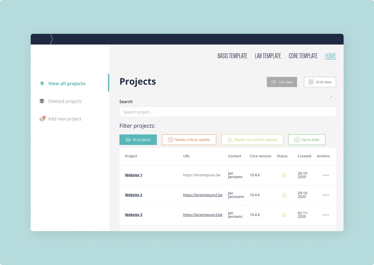 mockup - centraal beheer websites