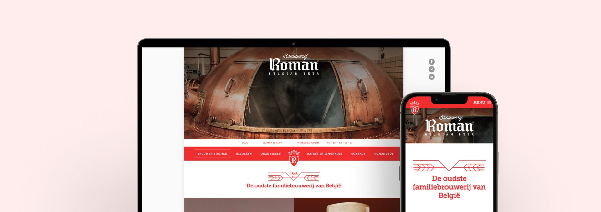 Responsive presentatie website Brouwerij Roman