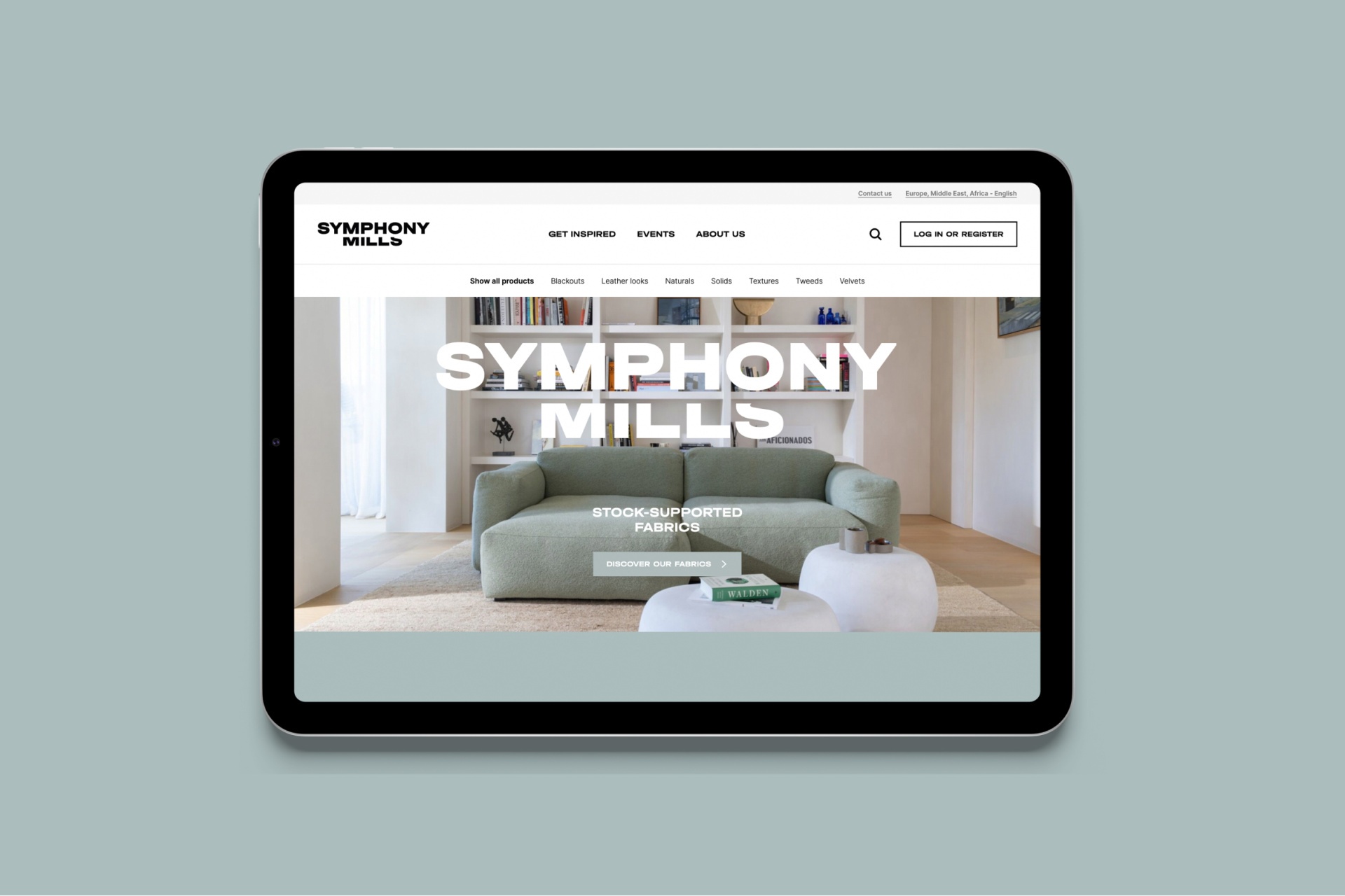 Symphony Mills website on a tablet