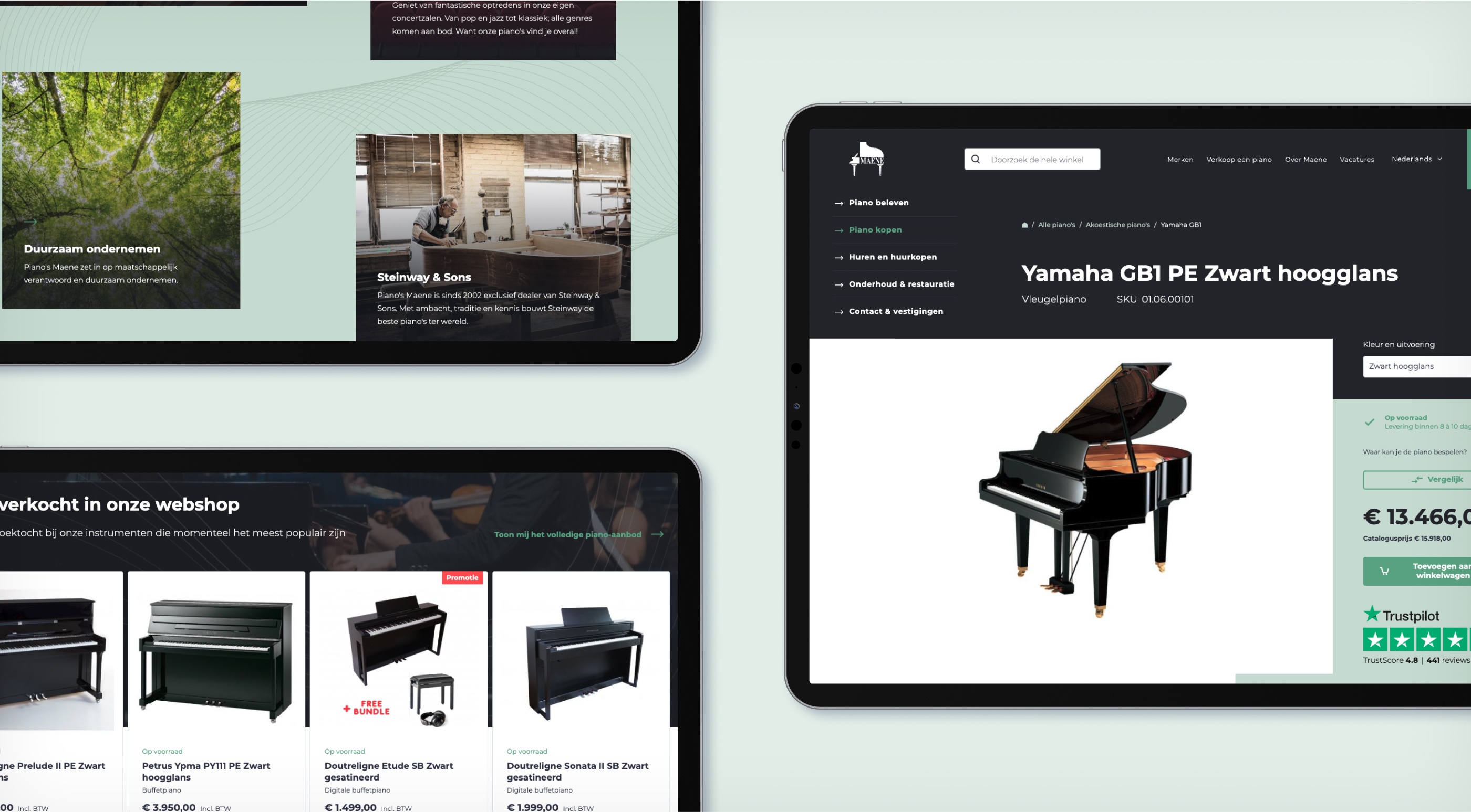 Piano's Maene - tablet mockup